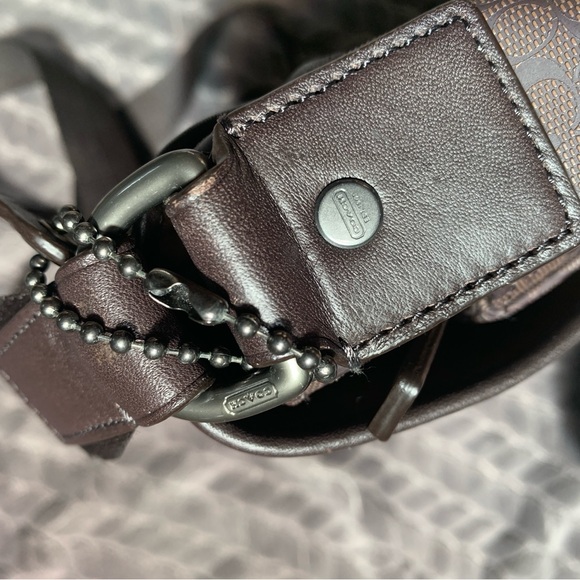 COACH Heritage Signature Embossed PVC Map Messenger Bag in Brown #F70765 - Picture 12 of 12